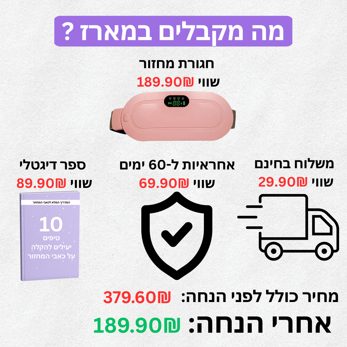 חגורה להעלמת כאבי המחזור